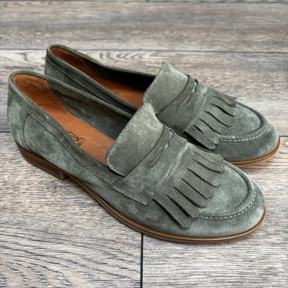 Miz Mooz Shoes - Miz Mooz Ilona Suede Loafers Green Fringe Sz US 8.5-9 EU 39